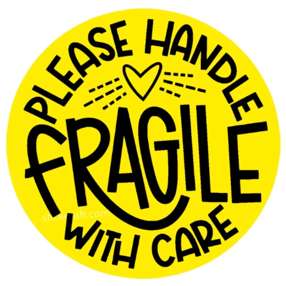 FRAGILE Handle With Care Stickers - 2” Round Shipping Labels